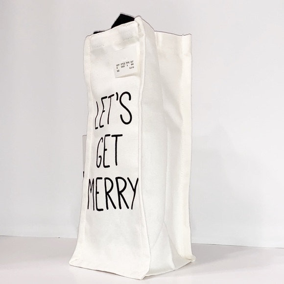 3/$12 Wine Canvas Bag ‘LET’S GET MERRY’ NWT - Picture 2 of 6